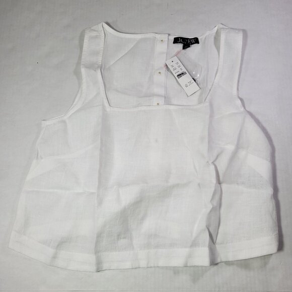 J.Crew Women White Mindy Saffron Linen Button-Back Lightweight Tank Top Size S - Picture 1 of 6
